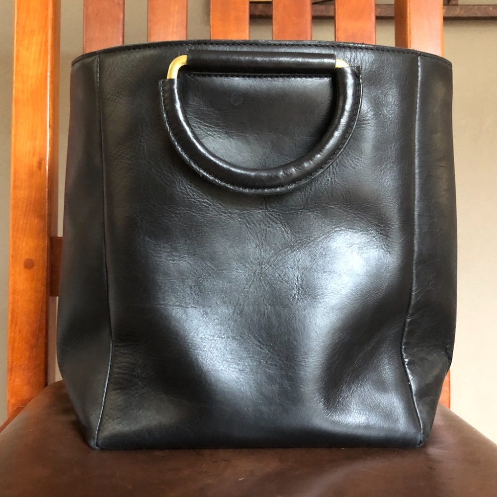 Madewell Black Leather Holland Tote